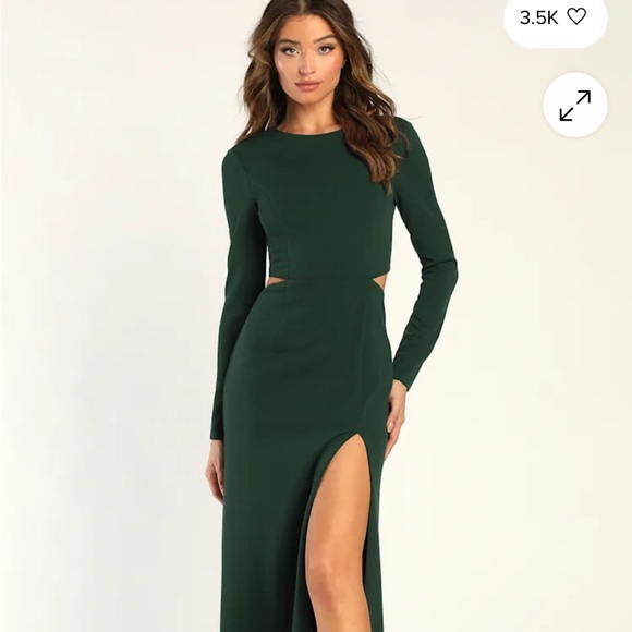 Lulus Dresses & Skirts - Lulus Going for the Wow Emerald Green Long Sleeve Cutout Maxi Dress